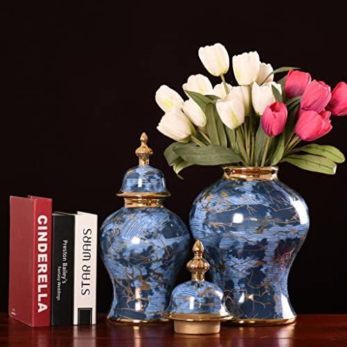 FOTOEV LIGHT luksuzni stil keramički đumbir jar sa poklopcem, dekorativni porculan kućni dekor hram jar, vaze za dnevne sobe
