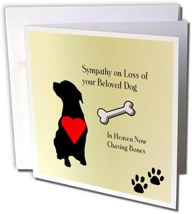 3drose slika siluete psa sa porukom srca i simpatije - čestitka, 6 x 6 inča
