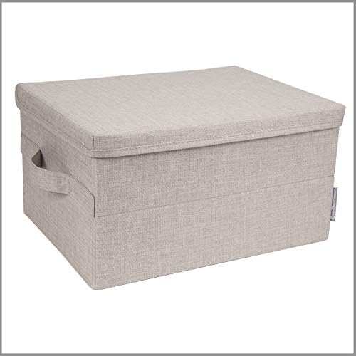 Bigsso kutija s malim kutijama sa poklopcem i ručkom - kutija za odlaganje tkanine od poliestera i kartona u posteljini - sklopivi spremnik za odjeću, pribor, igračke itd. - bež
