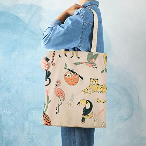 Džungla životinje Platnena torba za žene za višekratnu upotrebu Vintage torbe torbe za kupovinu namirnica prijenosni trendi poklon torba