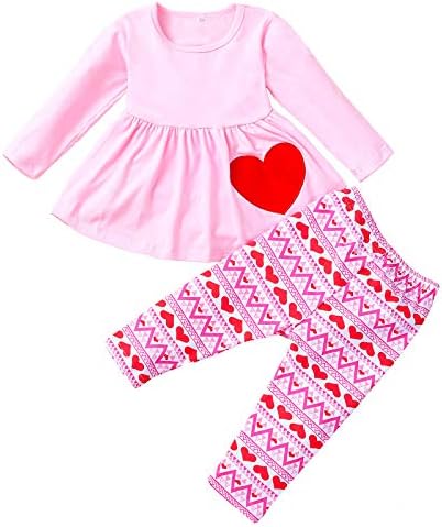 Slatka za teen djevojke dugačka haljina + hlače rukave djevojke postavljene dječje dječje dječje srce za dječje odjeće