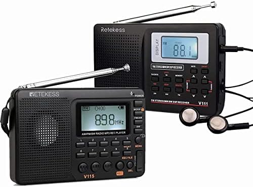 Retekess V115 prijenosni Kratkotalasni Radio, digitalni Radio na baterije i V111 Kratkotalasni