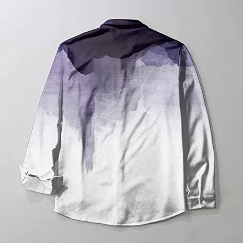Gumb muške majice dolje rever grafički gradijentni džepovi dugih rukava muški bluze plus veličina opuštenih