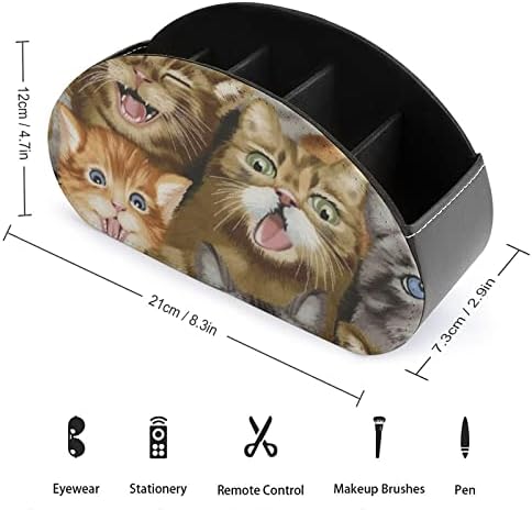 Slatke mačke emocije držač za daljinsko upravljanje TV-om PU kožna kutija za odlaganje sa 5 pretinaca za Desktop spavaću sobu