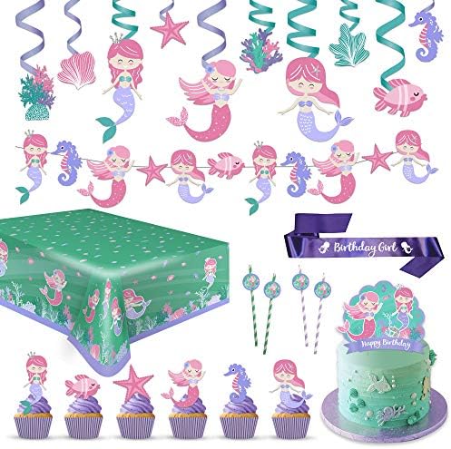 New Girl Birthday Party Supplies and Decorations Kit - papirne ploče, salvete, šolje bez BPA, stolnjak, baner za Sretan rođendan, baloni, slamke, pribor za jelo, goody Bag Birthday Sash-Serves 16