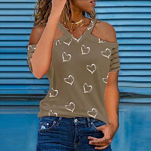 Odjeća Trendy kratki rukav V izrez srca Love Grafička košulja za blube za djevojke Top Jesen Ljetne djevojke 8t 8t