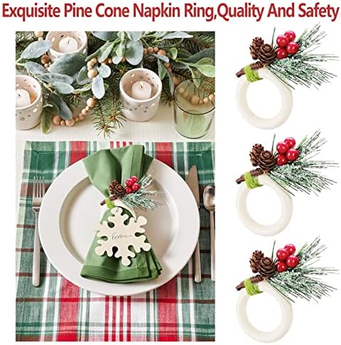 8 komada pine konuse božićna salveta drvna božićna salveta zvoni drveni salvetni prsten držač božićnog