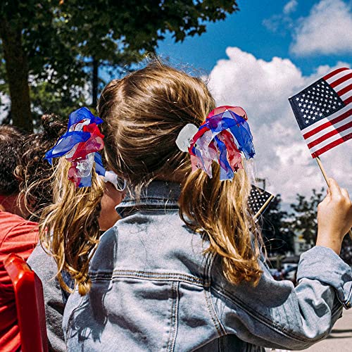 MADISON TYLER Američke vezice za kosu za žene, crveno bijela i plava kosa elastično 2 Pakovanje, savršeno za patriotsku djevojku, nosite ih za ljetne zabave i 4. jula