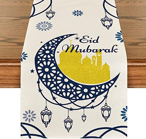 ARTOID režim Moon Star Gloden Ramadan Eid Mubarak trkač stola, sezonski ljetni odmor Kuhinja Kuhinja Stol za trpezarije Za domaću zabavu 13 x 72 inča