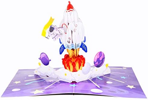 Liif Rocket Spaceship 3d Pozdrav Čestitamo Iskačuća kartica-za sve prilike, mature kartica za 2023.godinu, čestitka za rođendan za djecu, sina, dječaka, astronauta, NASA - e, koledž| sa porukom Napomena & ; koverta / Veličina 5 x 7 inča