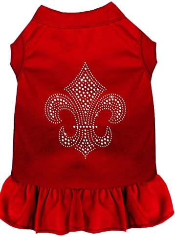 Mirage PET proizvodi 57-23 Lgrd Red Silver Fleur de lis haljina od rhinestone, velika