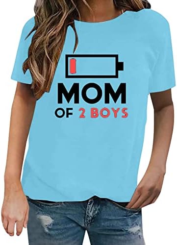 Žene smiješno pismo mama od 2 dječaka Ispiši okrugli vrat kratkih rukava vrhunska majica trčanje