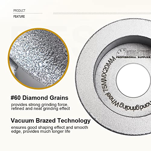 Shdiatool 3 inčni profil ručne dijamantske visine kotača 30mm polukružna ivica za brušenje kamenog mramora granita rock