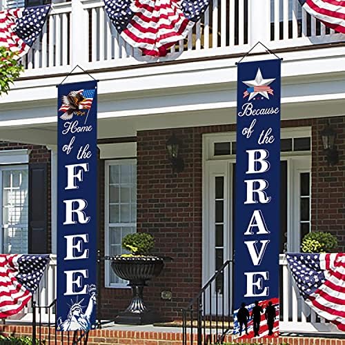 Natpisi na trijemu patriotskih vojnika američke zastave -dom slobodnih i zbog hrabrih - viseći Transparent
