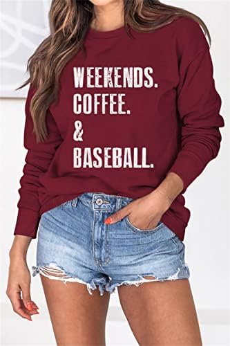 Vikendi kava bejzbol dukserica ženske ležerne dugih rukava krađa majica Funny slovo ispis ljubitelja bejzbola na vrhu vrhova