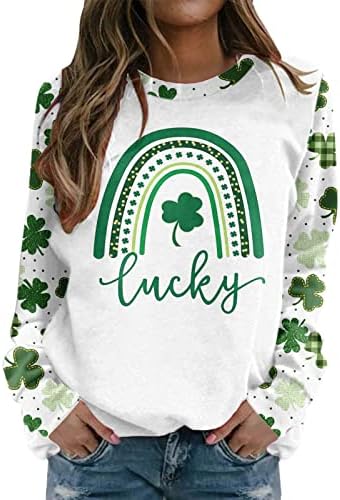 IIUS Green St.Patrick's Thirts majice za žene s dugim rukavima Crewneck Dukseri irski gnomi
