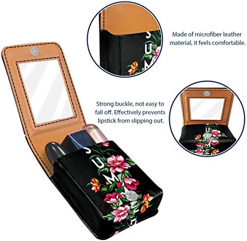Crna ljetna cvjetna cvjetna ruž za usne sa ogledalom za organizaciju prijenosnog držača torbice