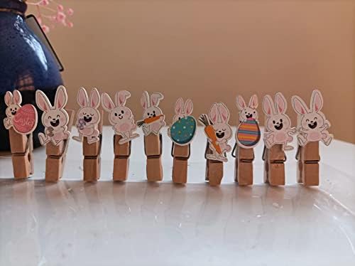 DurReus Uskršnje Drvo min štipaljke za jaja zečje kartice slike prikazuju prirodni klip ornament vješalica dekorativna dodatna oprema pokloni sa Jute kanap Pak 30