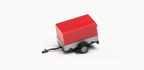 Herpa 051576-004 Auto prikolica sa otvorenom ceradom, crvena u minijaturi za izradu, sakupljanje i kao