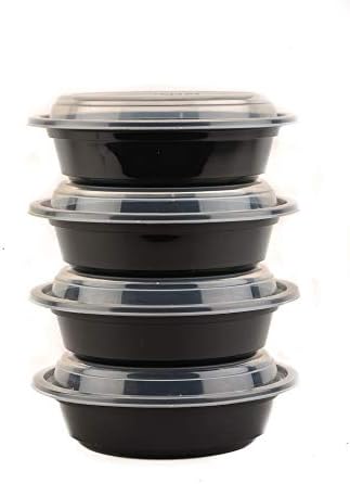 32oz - 300 okrugli plastični kontejneri za pripremu obroka u mikrotalasnoj pećnici sa poklopcima - kontejner za skladištenje hrane - sertifikovan bez BPA, može se slagati, mikrotalasna pećnica za višekratnu upotrebu, mašina za pranje sudova, zamrzivač, za jednokratnu upotrebu