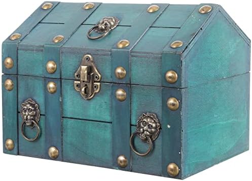 Prettyzoom Drvena kutija Vintage Wood blaga kutija za nakit sa željeznom bravom Početna Dekorativna kutija