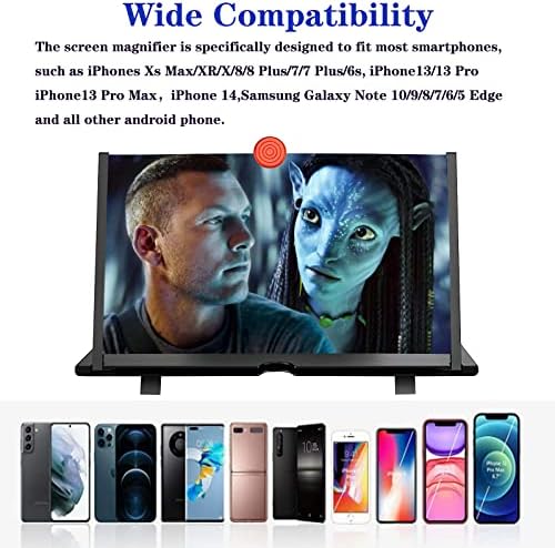 14 povećalo ekrana za mobilni telefon-3d projektor za uvećanje ekrana Proširivač ekrana za filmove, video zapise i igre-sklopivi stalak za telefon sa ekranom Amplifier-kompatibilan sa svim pametnim telefonima