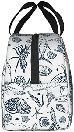 HAZIMCS Cartoon morske životinje torba za ručak vodootporna izolovana torba za jelo za višekratnu upotrebu