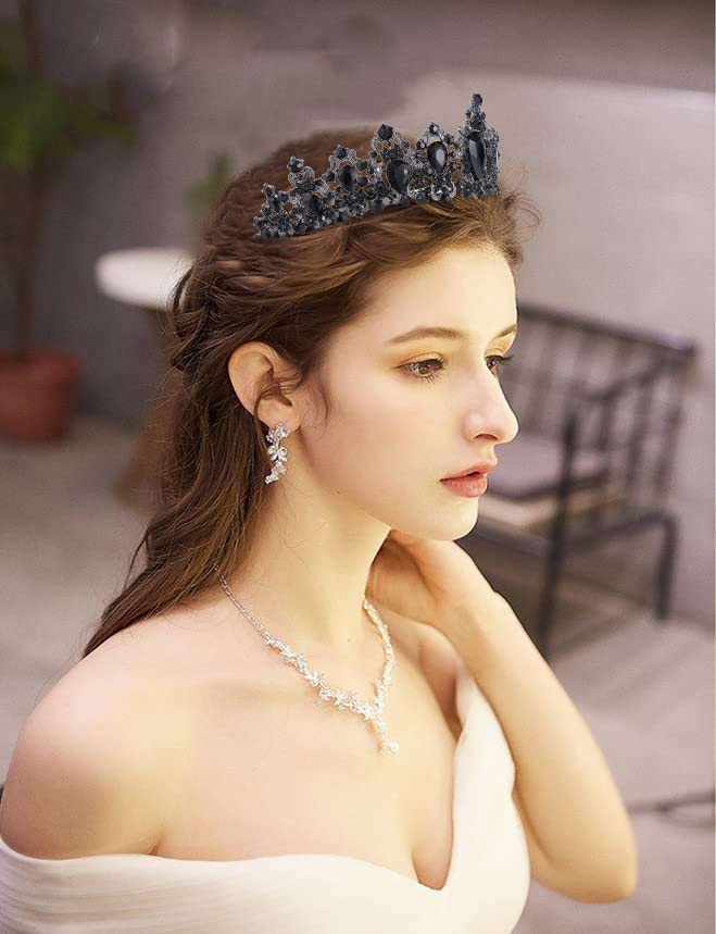 Didder barokna Vintage tijara, Crne kristalne krune tijare za žene kraljevske krune za žene tijare za djevojčice
