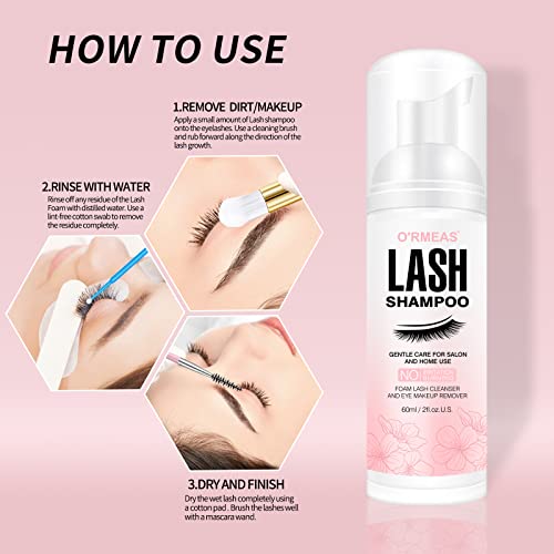 Lash šampon za trepavice 50ml + Brush Eyelid pjenasto čišćenje, sredstvo za čišćenje trepavica,