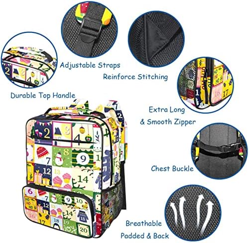 Casual školski ruksak Torba za knjige ima prostran kapacitet i podesivu traku, kalendar snjegovića