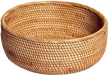 Košarica za kruh kruha od junnfun - prirodni pleteni plodovi košarice, okrugle voćne tkane košare, ručno