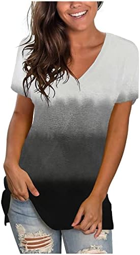 Najpopularnija majica za dame Jesen Ljetni kratki rukav 2023 Deep V vrat pamučna grafička prugasta majica 32 32