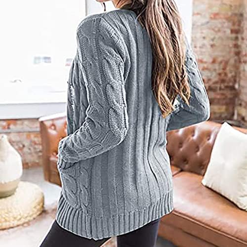 Wpoumv Cardigan džemperi za žene otvoreni prednji kabl dugih rukava pleteni džemper casual labav čvrsti