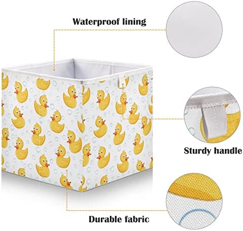 Emelivor Rubber Yellow Duck Cube Storage Bin sklopive kante za odlaganje vodootporna korpa za igračke za kocke