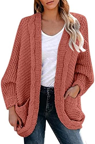 IIOUS Pleteni kardigan džemperi Žene Chunky Ležerne prilike otvorene prednje duge rukave Labavi džemper