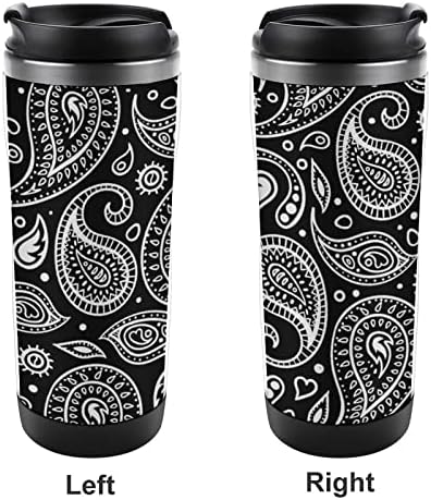 Crno bijeli Paisley uzorak putovanja krigle kafe sa izoliranim čašama od nehrđajućeg čelika dvostruka boca
