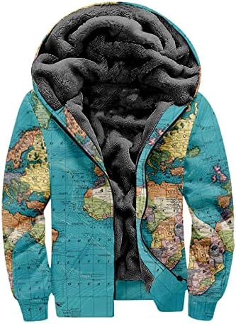 Dgoopd modne jakne za muškarce 2022 Karta svijeta Ispis Ležerne prilike zadebljani kaput s dugim rukavima termalna termalna patentna jakna
