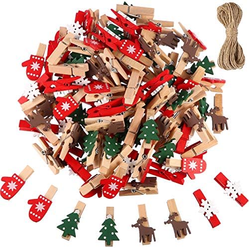 Božićni drveni isječci 100 komada Mini drveni obrtni krovići foto papir PIN PIN CLIP CLIP slike