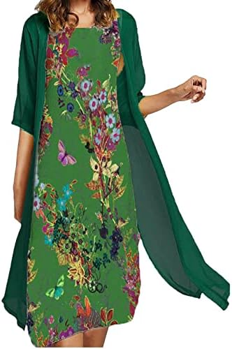 Miashui formalna duga haljina sa rukavima žene Casual Print haljina okrugli vrat rukav haljina polu