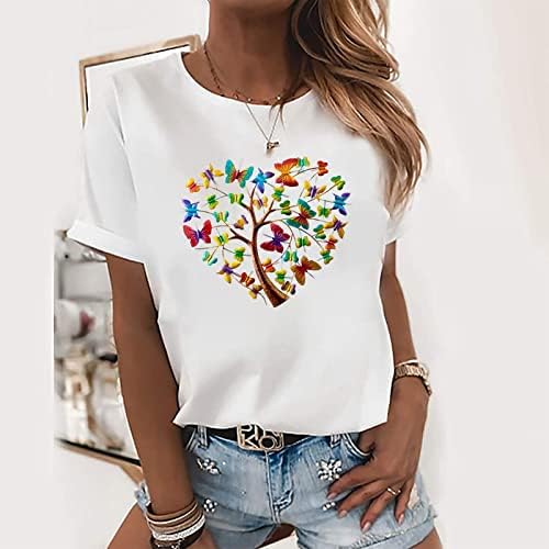 Teen Girl Butterfly Love Lover Grafički vrhovi brodski vrat Top T majice Kratki rukav Ljetni pad pada odjeća Trendy FD