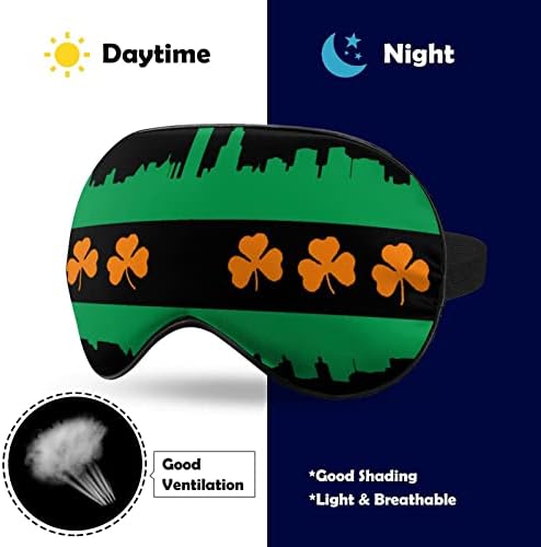 Irski Chicago Zastava Skyline Smiješno spavanje Maska za oči Soft Biceofoopka za oči s podesivim noćnim sjenilom za muškarce za muškarce