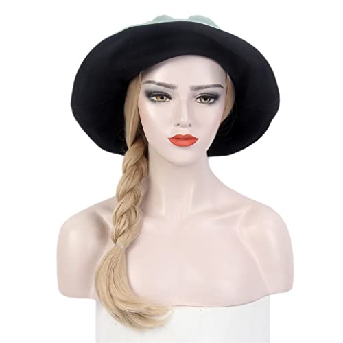 N / A modni ženski šešir za kosu zelena nijansa Ribarski šešir perika duga ravna Zlatna perika šešir