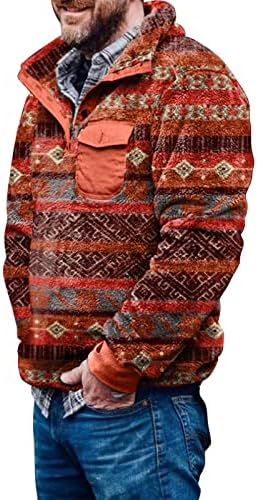 Wocachi Muška ležerna patch duksela za zapadni Aztec CHIC PATCH džepni gumb prednji kasutni grafički pulover Hoodie