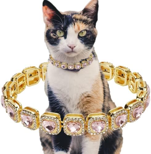 Mačji ovratnik štene Cirkon ružičasto / plavi šećer 13mm lanac ručno rađeni dijamant Iced Heart Pearl slatka Rock Candy nakit za kućne ljubimce poklon za kućne ljubimce