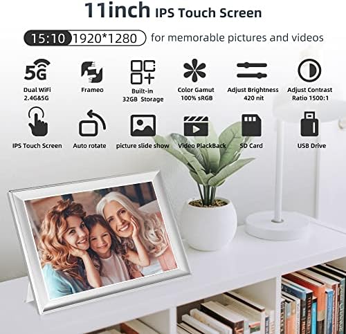11inch FRAMEO digitalni okvir za slike sRGB 1920x1280 FHD IPS LCD ekran osetljiv na dodir, WiFi