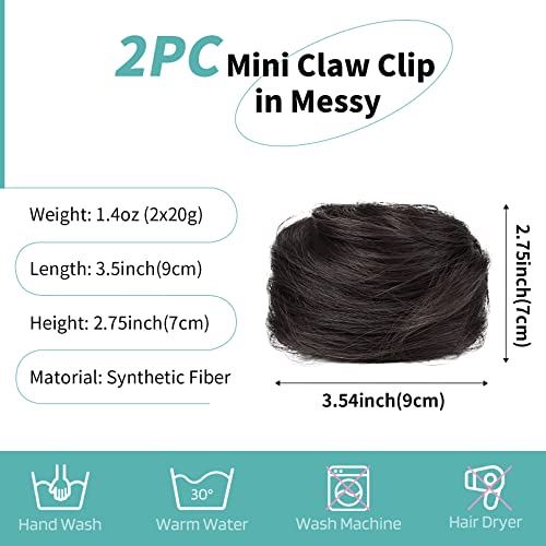 Brikabia 2 Mini Claw Clip-u neurednoj Punđi za kosu sa mačjim ušima - Sintetička svemirska punđa za kosu Chignon Donut ekstenzije, savršeni Dodaci za kosu za žene i djevojčice