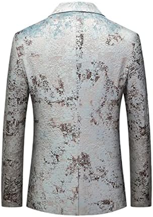 Muški štampani moderski jakni bluzer jakne One gumba začepljena rever haljina tuxedu casual stilskim tankim jakni za vjenčanje