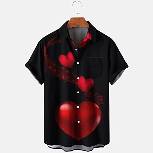 Majice za muškarce Modni dan zaljubljenih tiskani jednostruki džep majica Casual Labavi ispisani džep Redovna