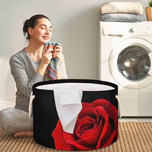Valentine Flower Rose Velike okrugle košare za skladištenje basketa za pranje rublja sa ručkim košarom