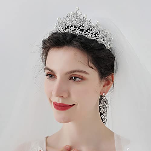 Lissyakey kraljica tijara kruna vjenčana kruna biserna mladenka Tiara Kristalna kruna i tijara cvijet